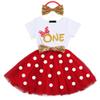 Birthday Dresses for Girls Polka Dots Ruffled Tutu Dress Shiny Sequin Headband Soft Clothing Set Cake Smash Photography Prop 2pcs ONE dress Red 1T view 2