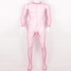 JanJean Mens Sheer Bodystocking with Sheath Long Sleeves Footed Bodysuit Tights Leggings Pantyhose Pink One Size view 3