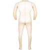 JanJean Mens Sheer Bodystocking with Sheath Long Sleeves Footed Bodysuit Tights Leggings Pantyhose Nude One Size view 2
