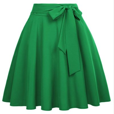 Ladies A-Line Street Skirts High Waist Vintage Midi Skirt Green Size M