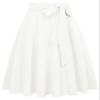 Belle Poque High Waist Black Skirt Pleated Midi Skirt with Pocket White Size XL