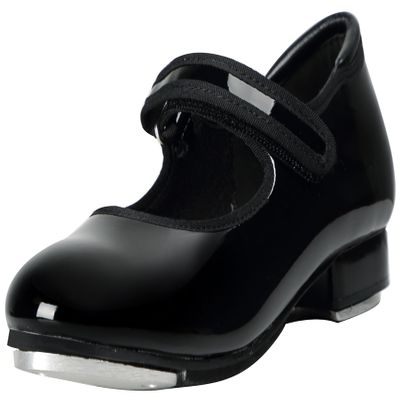 Linodes Patent Easy Strap Tap Shoe for Girls and Boys (Toddler/Little Kid/Big Kid)-Black-3.5M-Big Kid