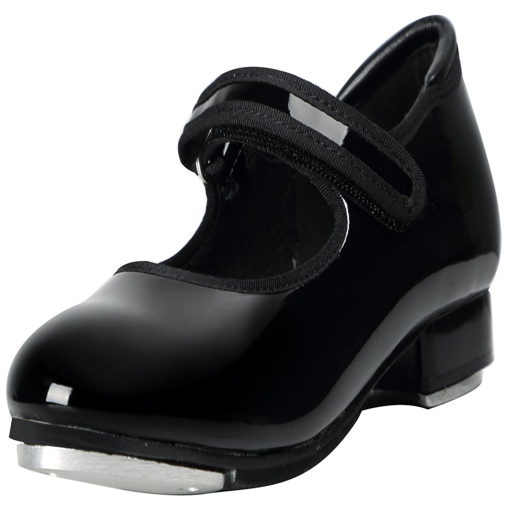 Linodes Patent Easy Strap Tap Shoe for Girls and Boys (Toddler/Little Kid/Big Kid)-Black-3.5M-Big Kid
