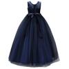 WOCINL Flower Girls Sleeveless Wedding Party Dress Vintage Princess Birthday Tulle Lace A-Line Evening Dance Ball Gown Navy 7-8T view 3