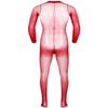 JanJean Mens Sheer Bodystocking with Sheath Long Sleeves Footed Bodysuit Tights Leggings Pantyhose Red One Size view 2