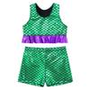 Oyolan 2PCS Girls Dancewear Glossy Mermaid Scales Printed Racer Back Top with Shorts Set Tracksuit Lake_Green 10 view 3