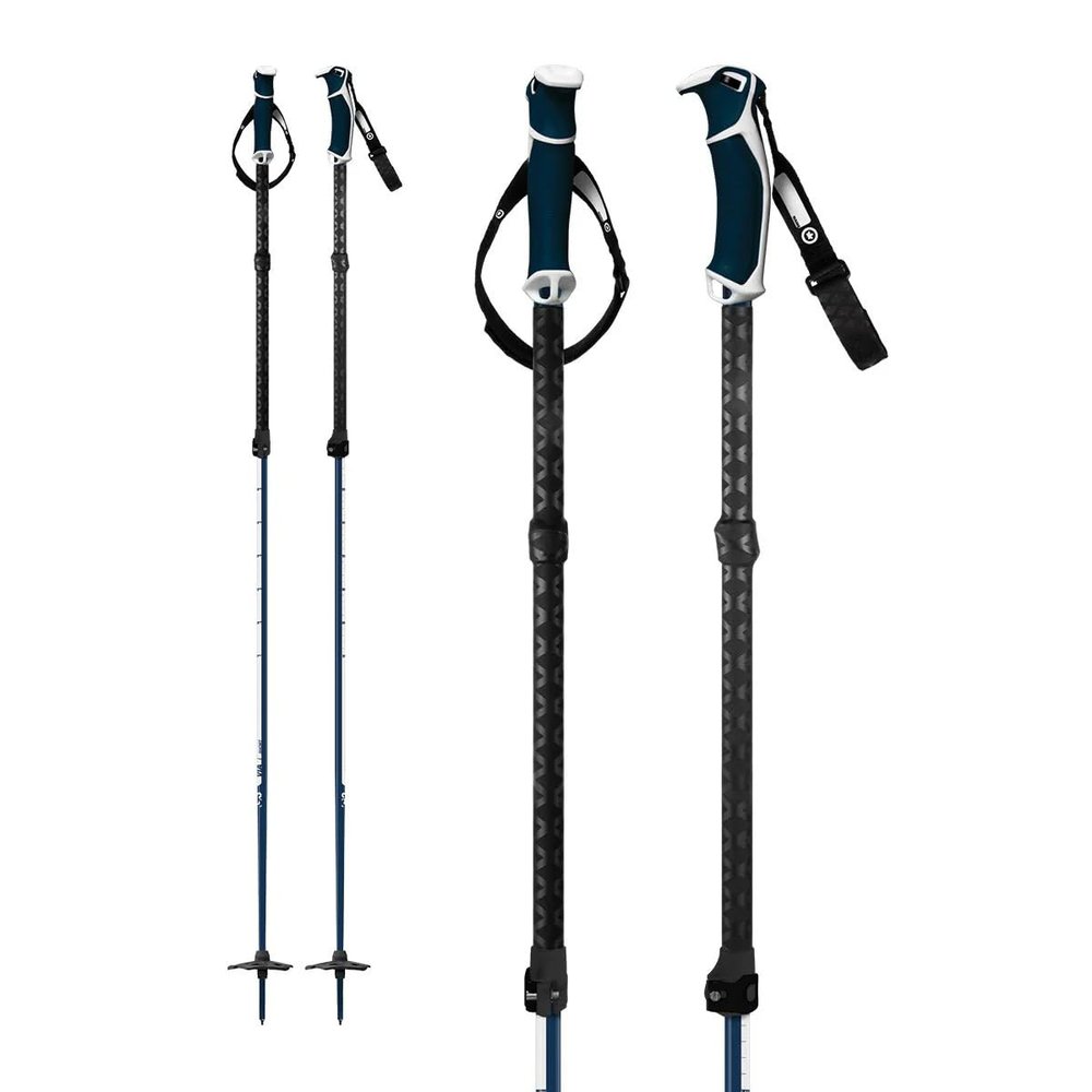 G3 Genuine Guide Gear VIA Aluminum Ski Poles, Tough Adjustable Two Piece ski Pole, Ergonomic Dual Density Grips, QuickFlick Utility tab, Removable Backcountry Strap, Pair (Long)