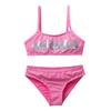 Aislor Kids Girls Sequin Shiny Tankini Set Spaghetti Straps Swimsuit Summer Beachwear Bikini Bathing Suit Rose Red 3-4 view 3