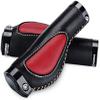 Bicycle Handlebar Grips High Grade Leather Bike Grips, Ergonomic Mountain Road Bike Handlebar Grips (Black+red) view 1