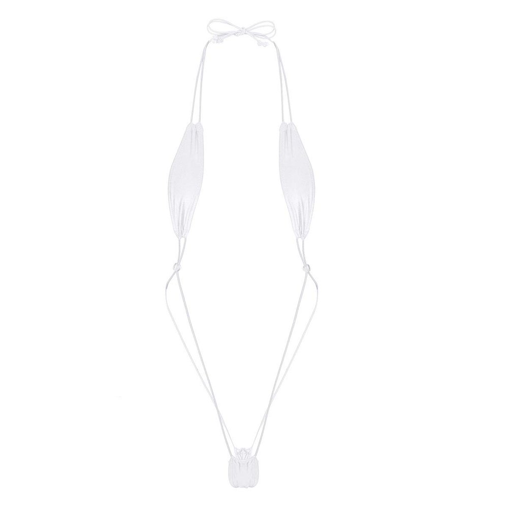 easyforever Womens Extreme Sling Shot Micro G-String Monokini Mini Bikini Thongs Swimwear Swimsuit White One Size