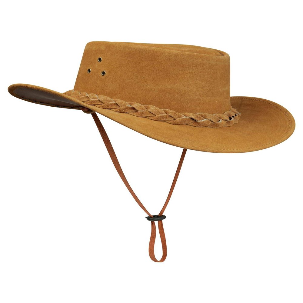 Australian Unisex Western Cowboy Hat Real Suede Outback Riding Dancing Classic - Camel M (58cm)