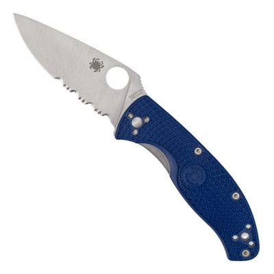 Spyderco Tenacious Lightweight Folding Utility Pocket Knife with 3.39" CPM S35VN Steel Blade and Blue nylon Handle - Everyday Carry - CombinationEdge - C122PSBL