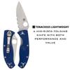 Spyderco Tenacious Lightweight Folding Utility Pocket Knife with 3.39" CPM S35VN Steel Blade and Blue nylon Handle - Everyday Carry - CombinationEdge - C122PSBL view 2