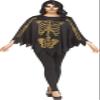 Fun World Women's Gold Glitter Skeleton Poncho Costume view 1