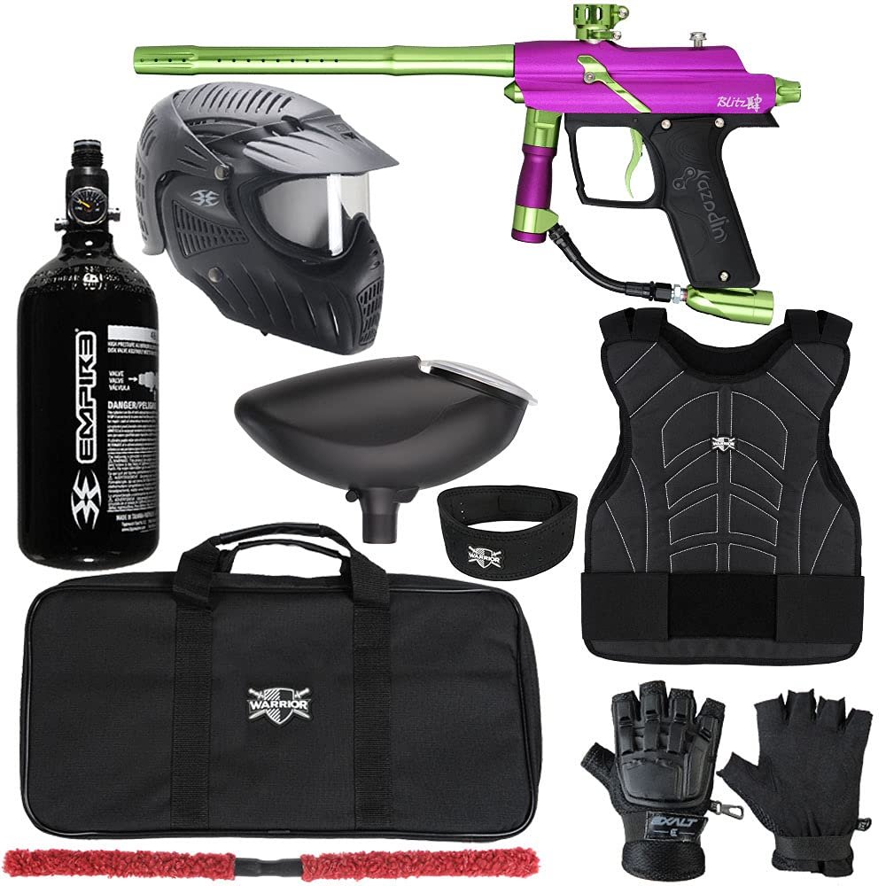 Action Village Azodin Blitz 4 Protector Paintball Gun Package Kit Level 2 (Dust Purple/Polished Green, Small/Medium)