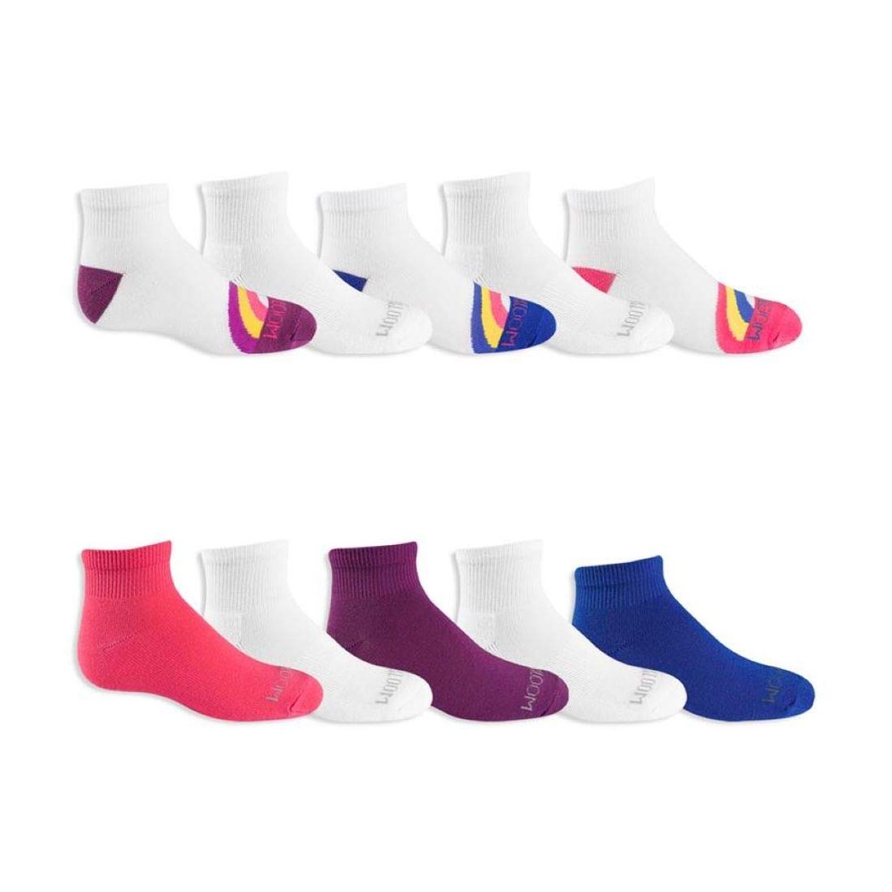 Fruit of the Loom Girls 10 Pack Soft and Lightweight Ankle Socks, 7.5-9"
