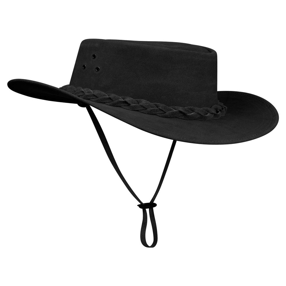 Australian Unisex Western Cowboy Hat Real Suede Outback Riding Dancing Classic - Black M (58cm)