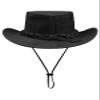 Australian Unisex Western Cowboy Hat Real Suede Outback Riding Dancing Classic - Black M (58cm) view 2