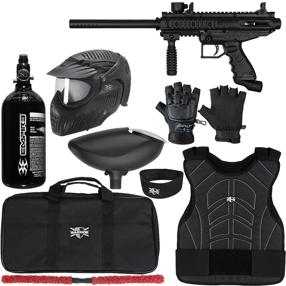 Action Village Tippmann Cronus Basic & Tactical Protector Paintball Gun Package Kit Level 2 (Basic - Black/Black, Large/X-Large)