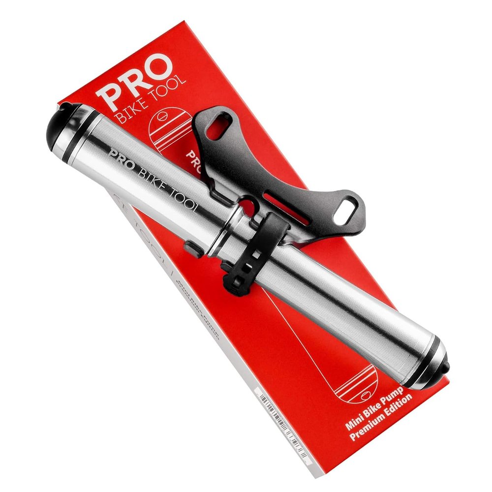 PRO Bike Tool Mini Bike Pump Premium Edition - Fits Presta and Schrader valves - High Pressure PSI - Bicycle Tyre Pump for Road and Mountain Bikes