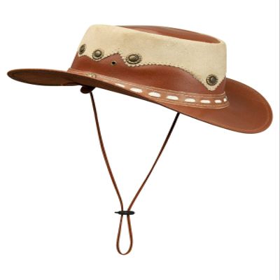 Leather Suede HAT Aussie Bush Cowboy Riding Classic Western Outback Brown - tan XL
