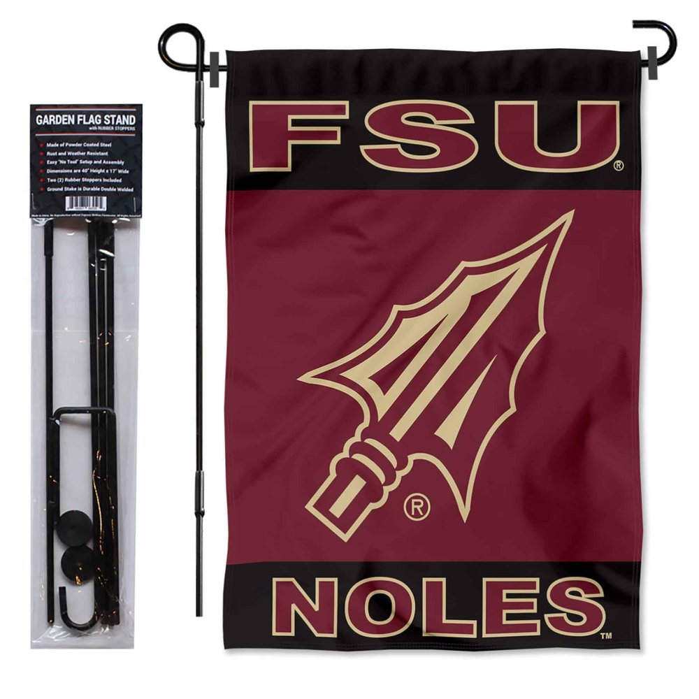 College Flags & Banners Co. FSU Seminoles Spearhead Logo Garden Flag and Pole Holder Set
