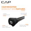 CAP Barbell Weighted Body Bar, 15 LB, Black, 15 Pounds view 3