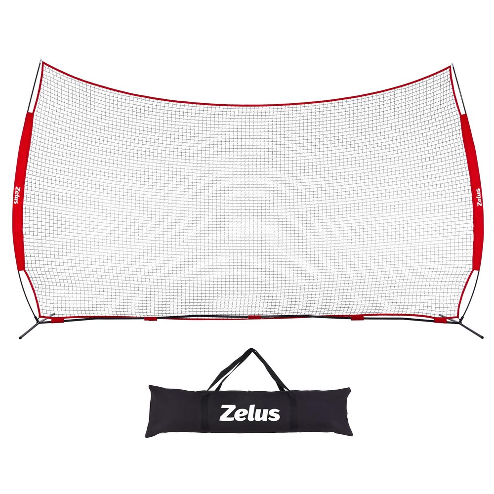 ZELUS 16x10ft Barricade Backstop Net, Ball Sports Barrier Net, Practice Net for Baseball Softball Lacrosse Soccer Basketball and More