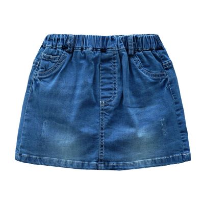 GRANDWISH Little Girls Solid Color Denim Skort Dark Blue 5T