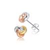 18K Gold Plated Love Knot Earrings 925 Sterling Silver Small Post Earrings and Tri-tone Silver Twisted Stud Earrings for Women view 1