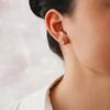 18K Gold Plated Love Knot Earrings 925 Sterling Silver Small Post Earrings and Tri-tone Silver Twisted Stud Earrings for Women view 3