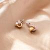 18K Gold Plated Love Knot Earrings 925 Sterling Silver Small Post Earrings and Tri-tone Silver Twisted Stud Earrings for Women view 4