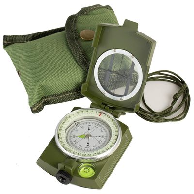 Fanciher Multifunctional Military Lensatic Sighting Compass with Carrying Bag, Waterproof and Shakeproof Compass for Hiking, Camping, Boy Scout, Army Green