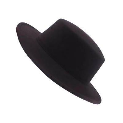 1PC Unisex Adult Fashion Classic Black Fedora Hat Large Wide Brim Flat Church Derby Cap Headwear Top Hat for Wedding Party Talent Show Performance