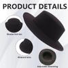1PC Unisex Adult Fashion Classic Black Fedora Hat Large Wide Brim Flat Church Derby Cap Headwear Top Hat for Wedding Party Talent Show Performance view 4