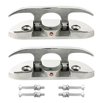 ISURE MARINE Boat2 Pcs Folding Cleat 4-1/2" Flip-up Dock Cleat Marine Grade 316 Stainless Steel with Screws