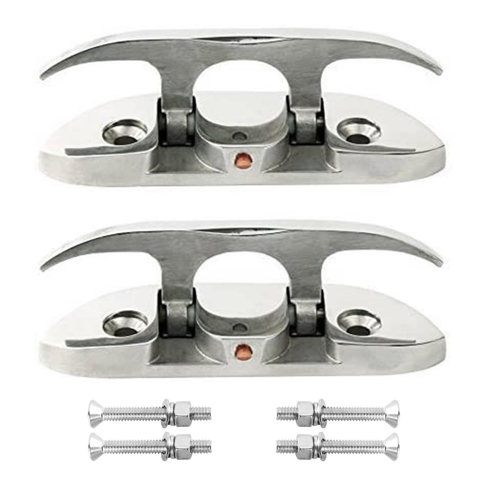 ISURE MARINE Boat2 Pcs Folding Cleat 4-1/2" Flip-up Dock Cleat Marine Grade 316 Stainless Steel with Screws