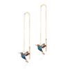 1-3Pairs Cute Flying Hummingbird Drop Earrings Long Tassel Flyer Rhinestone Bird Crystal Dangle for Women Elegant Jewelry-C blue view 1
