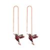 1-3Pairs Cute Flying Hummingbird Drop Earrings Long Tassel Flyer Rhinestone Bird Crystal Dangle for Women Elegant Jewelry-E rose gold view 1
