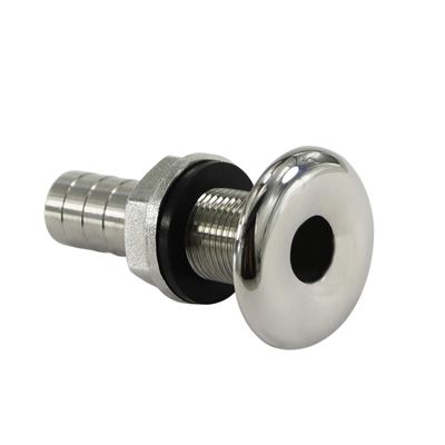 316 Stainless Steel Combo Stainless Steel 3/8 I.D Hose Thru-Hull Fitting w/Nut with Gasket for Boats, Yachts, Marine