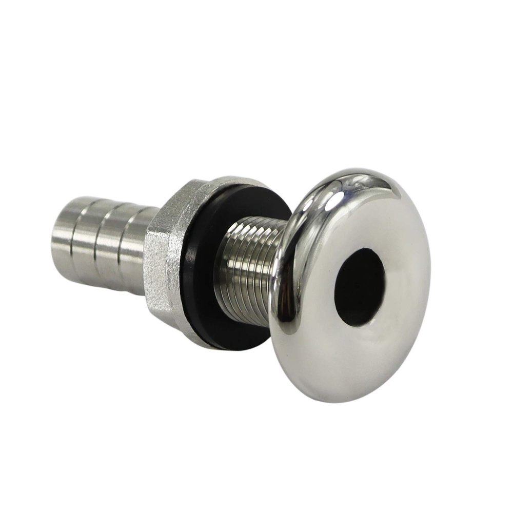 316 Stainless Steel Combo Stainless Steel 3/8 I.D Hose Thru-Hull Fitting w/Nut with Gasket for Boats, Yachts, Marine