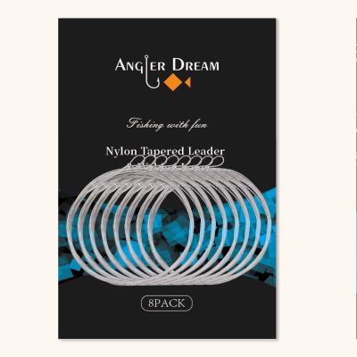 ANGLER DREAM 8 Pack Welded Tapered Leader Fly Fishing Leader with Loop 9ft 0/1/2/3/4/5/6/7X Nylon Fly Leader 