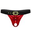 ACSUSS Men's Velvet Christmas Santa Claus Underwear Cosplay Lingerie Briefs Shiny Red Medium view 1