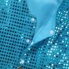 JanJean Kids Boys Girls Shiny Sequins Shirt Vest Jacket Waistcoat for Hip Hop Jazz Dance Stage Performance Fancy Show Light Blue 12-13 view 4