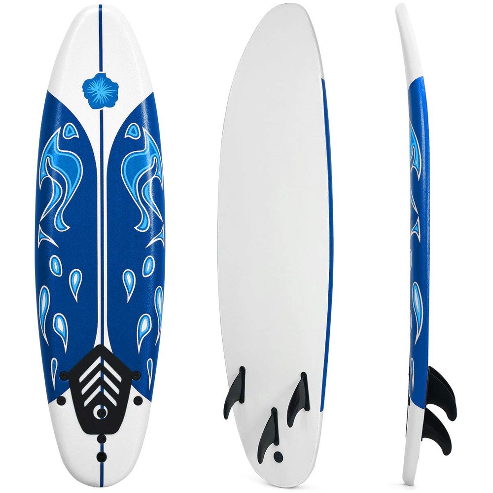 GYMAX Surfboard, 6FT Stand Up Paddle Board with Removable Fins & Safety Leash, Lightweight Non-Slip Paddle Board for Teenagers, Adult, Beginners (Daisy)