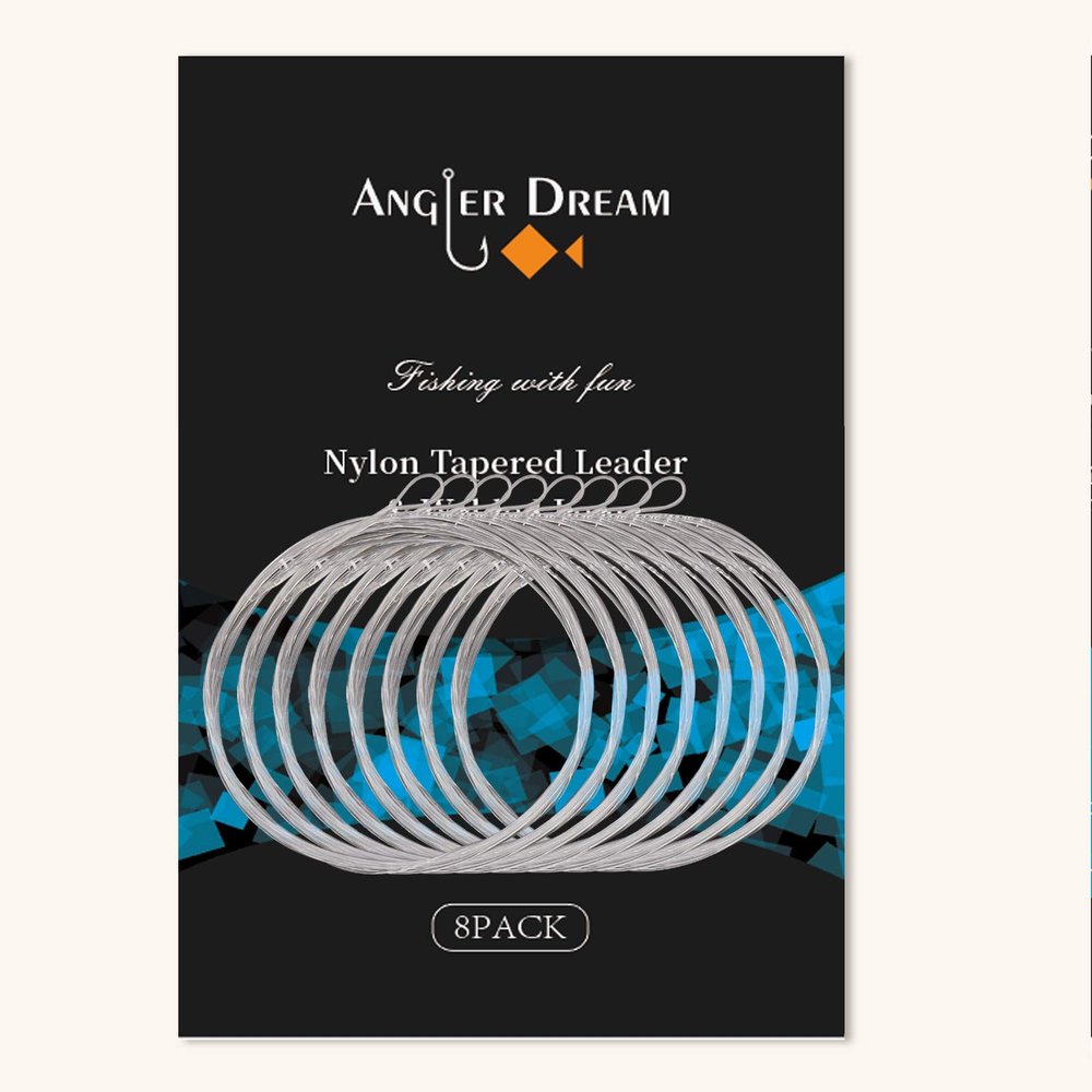 ANGLER DREAM 8 Pack Welded Tapered Leader Fly Fishing Leader with Loop 9ft 0/1/2/3/4/5/6/7X Nylon Fly Leader 