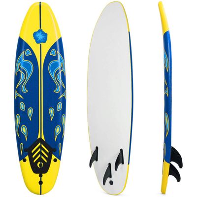 GYMAX Surfboard, 6FT Stand Up Paddle Board with Removable Fins & Safety Leash, Lightweight Non-Slip Paddle Board for Teenagers, Adult, Beginners (Lemon)