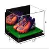 Better Display Cases Acrylic Shoe Pair Display Case for Soccer Cleats Football Cleats with Mirror, Silver Risers, Wall Mount and Turf Base (A026/V12) view 2
