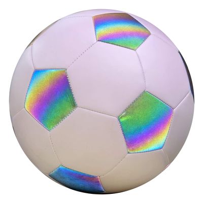 REBOIL Fantasy Soccer Ball Flash Holographic Reflective and Discolored Leather Balls Hoop Glowing Gifts Toys for Boys and Girls Size 4, Purple