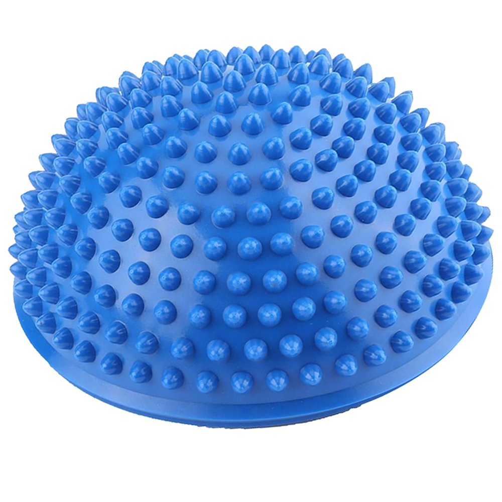 Inflatable Half Yoga Ball, PVC Balance Trainer with Foot Massage Points, Anti-Slip Base, Blue, for Exercise, Fitness, Physical Therapy